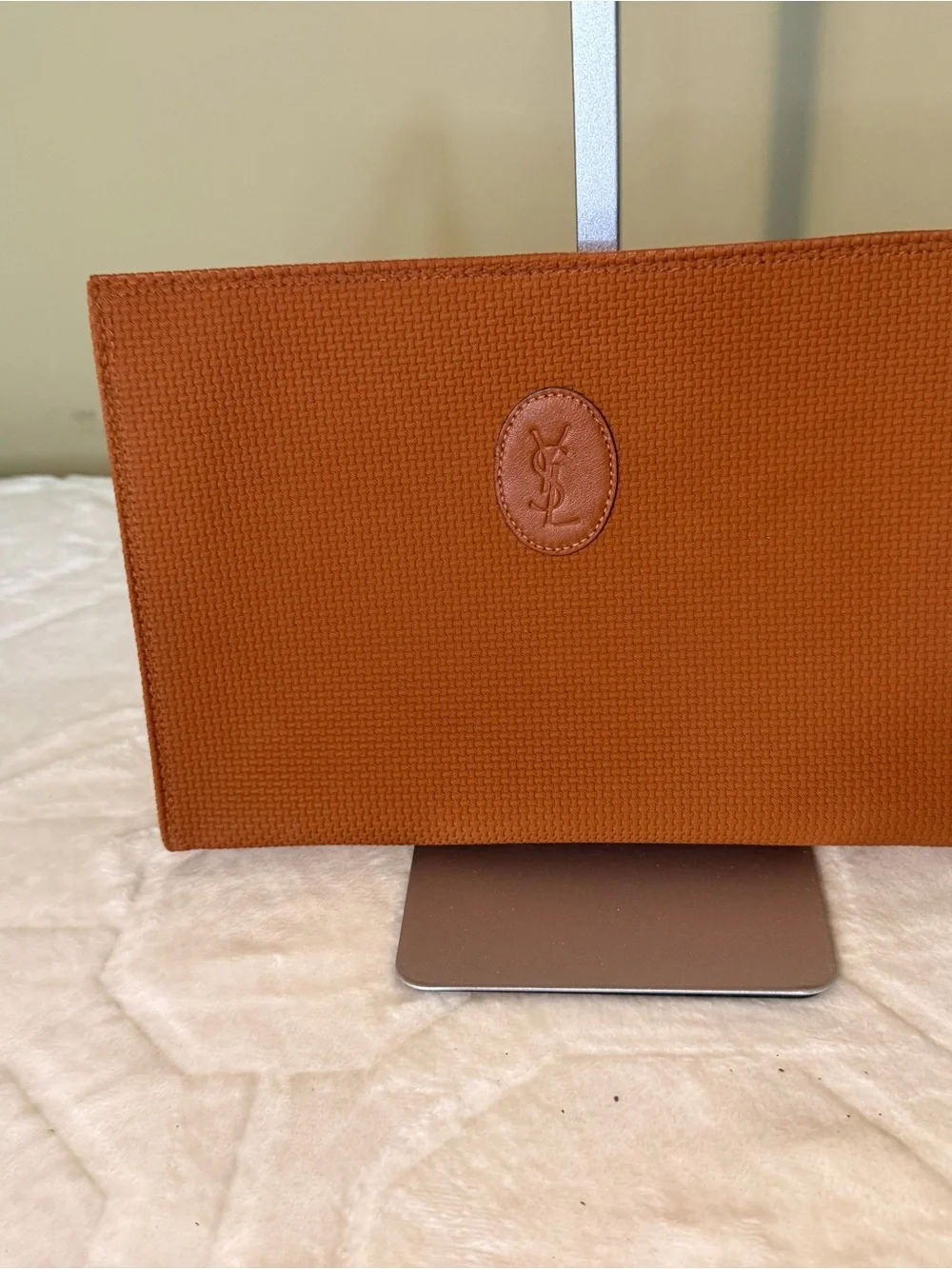 Yves Saint Laurent Tan/Brown Textured Clutch